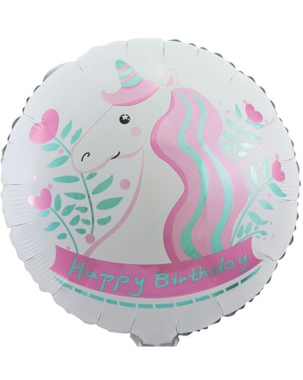 Круг С Днем Рождения (единорог) белый